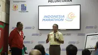 Menpora Zainudin Amali dalam acara peluncuran Indonesia Marathon 2020.