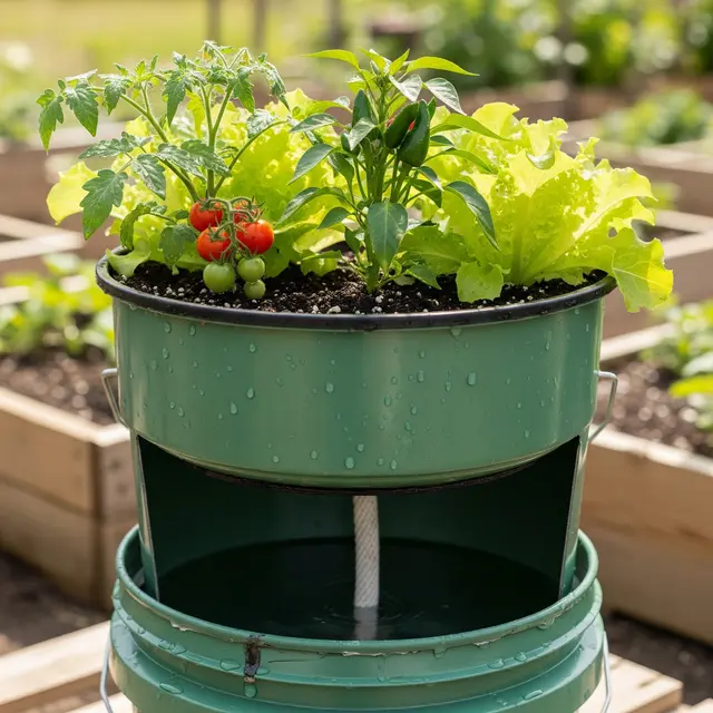 Desain Kebun Sayur di Ember Cat Bekas, Tahan Hujan dan Ramah Lingkungan (AI)