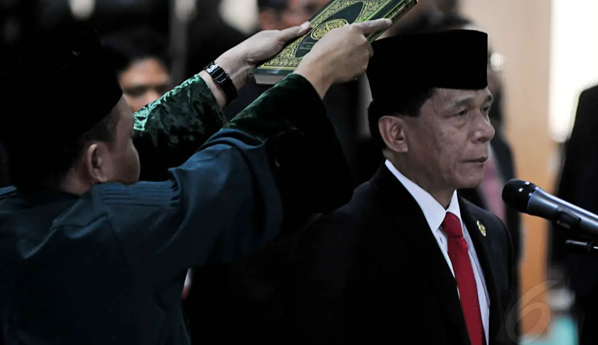 Mahkamah Agung melantik Ketua Badan Pemeriksa Keuangan (BPK) Rizal Djalil di Jakarta, Senin (28/4/14). (Liputan6.co/Johan Tallo)