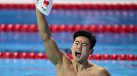 Perenang China, Ning Zetao, pada laga final Kejuaraan Dunia Renang FINA di Kazan, Rusia, Kamis (6/8/2016). (AFP/Martin Bureau)