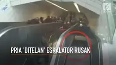 Seorang pria terperosok ke dalam eskalator rusak yang mendadak terbuka.