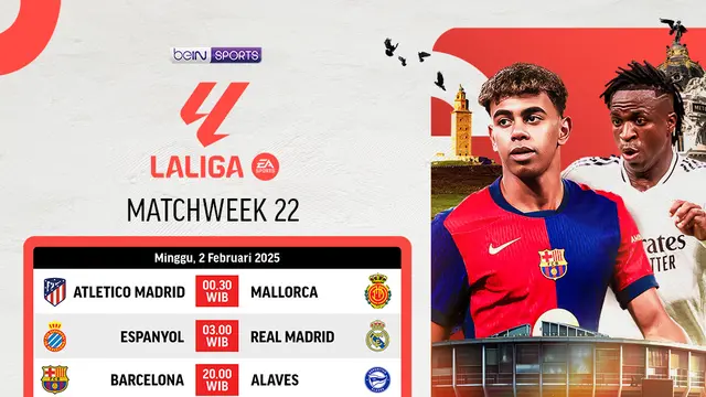 Jadwal La Liga 2024/25 pada Matchweek ke 22 di Vidio
