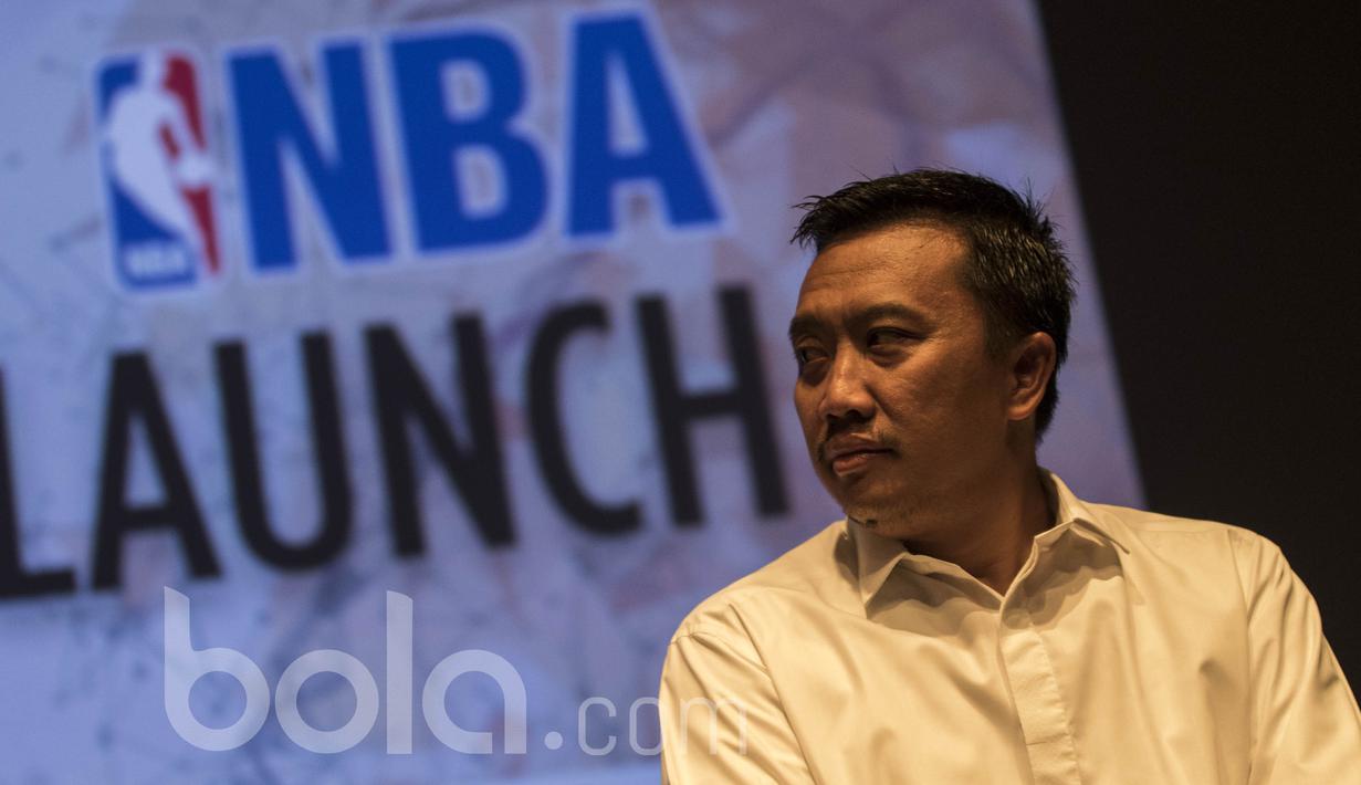 Menpora, Imam Nahrawi, menghadiri jumpa pers pengumuman kerjasama antara EMTEK dan NBA di Plaza Senayan, Jakarta, Rabu (3/5/2017). (Bola.com/Vitalis Yogi Trisna)