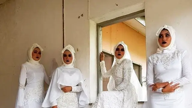 Gaya Hijab Pocong Dipadukan Dengan Gaun Pengantin, Ini Hasilnya