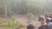 Lahar Dingin Gunung Agung Menyapu Sawah di Dekat Sungai Yeh Sah (Liputan6.com/Dewi Divianta)