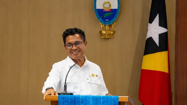 Wakil PM Timor Leste Mariano Assanami Sabino Lopes saat menyampaikan sambutan di sebuah acara. (Istimewa)