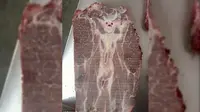 Daging steak dengan penampakan mirip iblis. (Daily Mail/CEN)