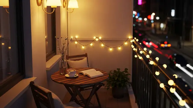 Desain Balkon Mini Ala Kafe Kecil (Image by Gemini AI)