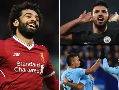 Berikut ini klasemen top scorer Premier League 2017/2018 hingga pekan ke-11 yang dipimpin oleh bintang anyar Liverpool, Mohamed Salah. (Kolase foto-foto dari AFP)