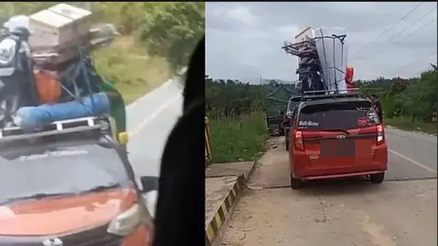 6 Potret Barang Bawaan Mudik Sampai ke Atap Mobil Ini Bikin Tepuk Jidat