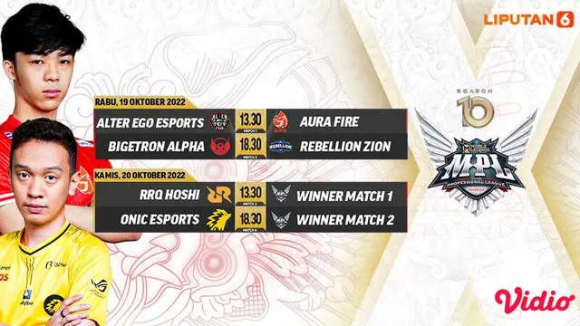Saksikan MPL ID S10 2022 Playoff Live Vidio 19 sampai 23 Oktober 2022 : Ada 4 Laga Dijamin Seru