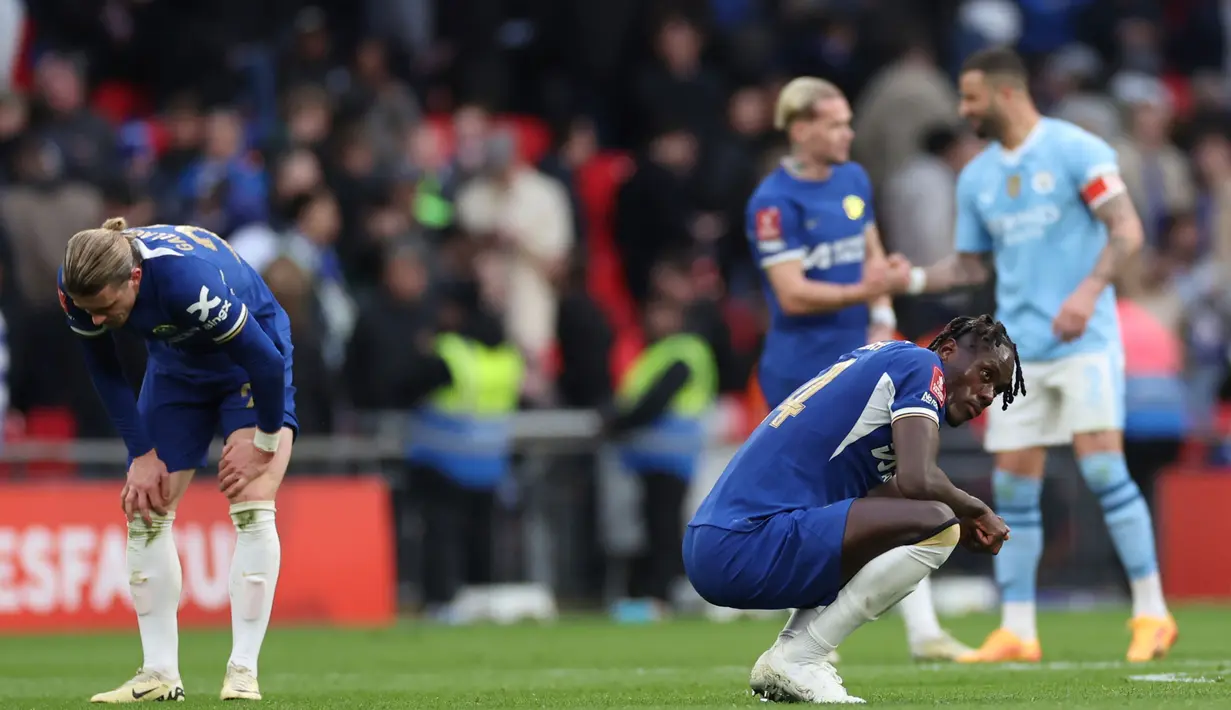 Gol Bernardo Silva pada menit ke-84 membungkam Chelsea dan memastikan langkah Manchester City ke ke Final Piala FA 2023/2024. (AP Photo/Ian Walton)