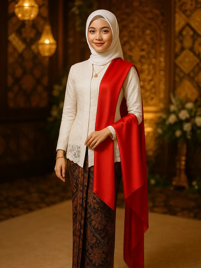 Model Kebaya dengan Selendang Bahu