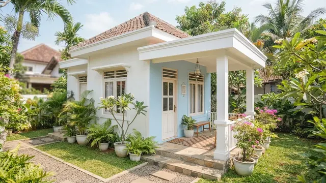 Inspirasi Kombinasi Cat Rumah Warna Biru Muda dan Putih Bersih