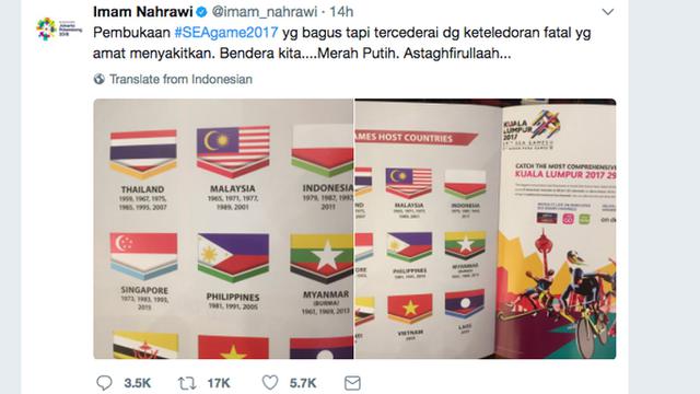 SEA Games 2017, Bendera Terbalik