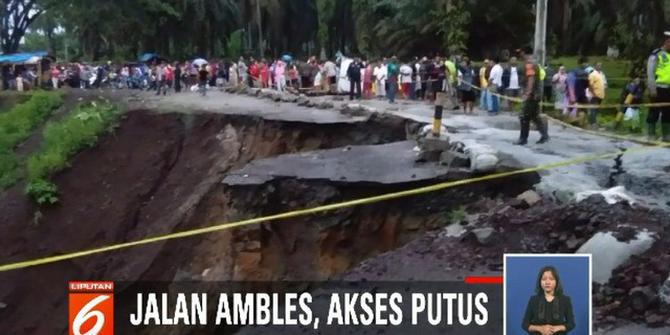 Akses Jalan Siantar-Tanah Jawa Putus Total Akibat Jalan Ambles