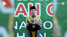 Presiden Jokowi unjuk suara dalam acara festival vokalis qasidah tingkat nasional 2018.