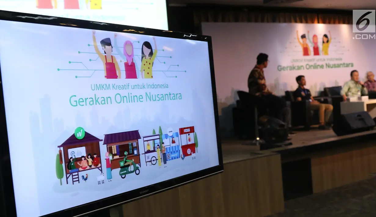 Suasana seminar Gojek Wirausaha #GerakanOnlineNusantara "UMKM Kreatif dan Mandiri Kreasi Anak Bangsa", Jakarta, Selasa (27/8/2019). Gojek melatih 550 UMKM yang berada dalam naungan enam kementerian/lembaga supaya bisa naik kelas dan punya peran aktif di ekonomi digital. (Liputan6.com/Angga Yuniar)