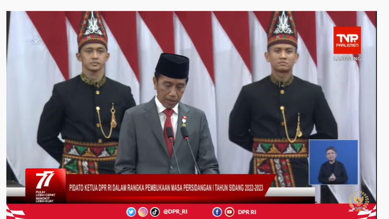Presiden Joko Widodo saat menyampaikan Nota Keuangan pada Pidato Kenegaraan di Gedung DPR MPR, Jakarta. Dok Youtube