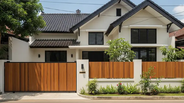 Kombinasi Warna Cat Rumah dengan Pagar Kayu