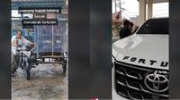 Wajah Pasrah & Kebingungan Bapak Tukang Becak Tabrak Mobil Mewah. TikTok hadi_sitanggang ©2023 Merdeka.com