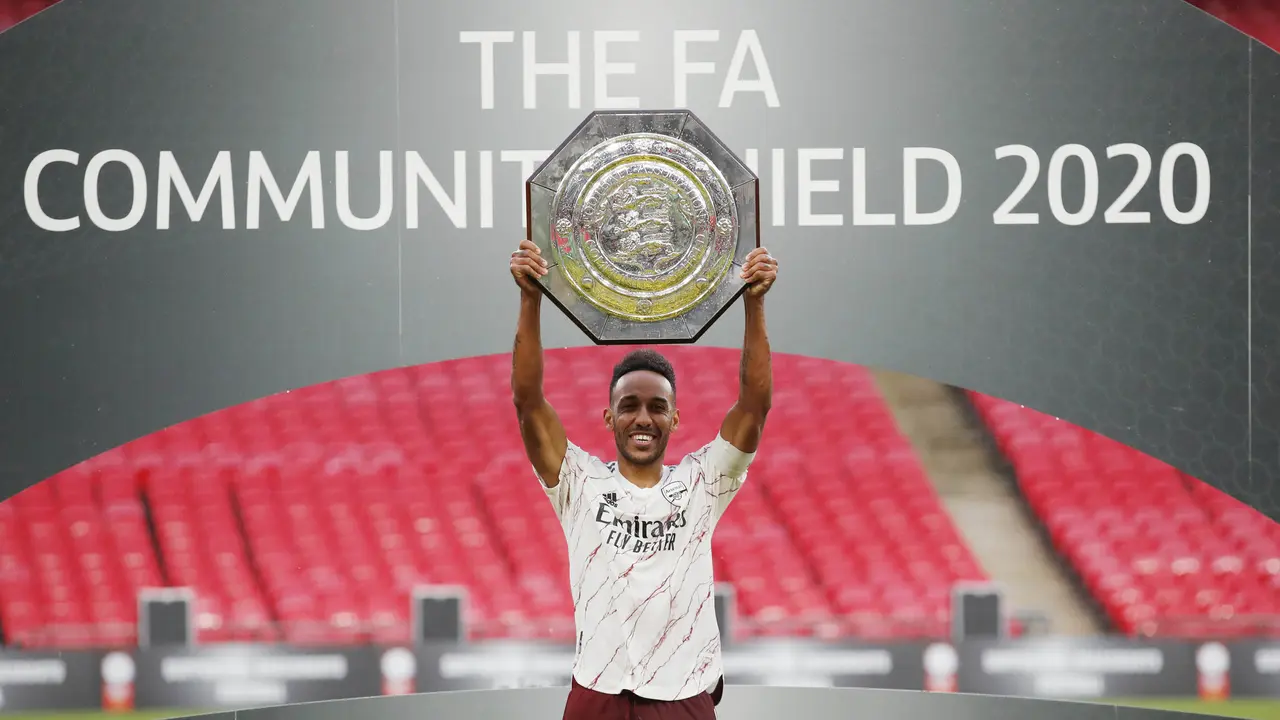 Ekspresi Pierre-Emerick Aubameyang Usai Membawa Arsenal Juara Community Shield 2020