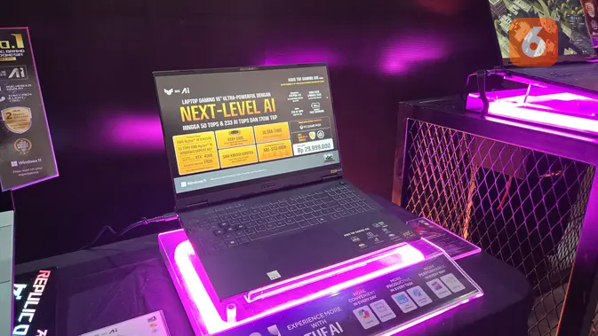 Laptop gaming Asus TUF Gaming A16, laptop dengan performa tinggi layar 16 inci dan dukungan AI untuk kebutuhan gaming serta produktivitas yang dibanderol Rp 30 juta (Liputan6.com/ Agustin Setyo Wardani)..html