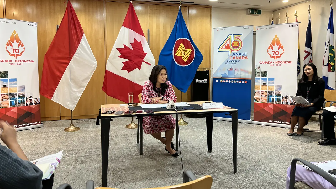 Potret Mary Ng saat menghadiri konferensi pers, Rabu, 12 Oktober 2022. (Dok. Embassy of Canada)