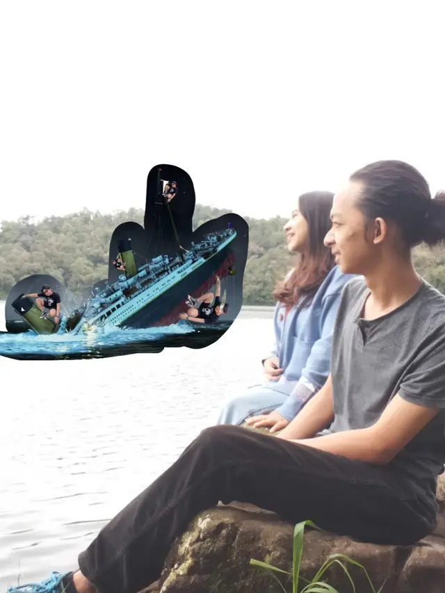 7 Hasil Editan Foto Netizen Minta Ada Kapal Titanic di Danau Ini Kocak