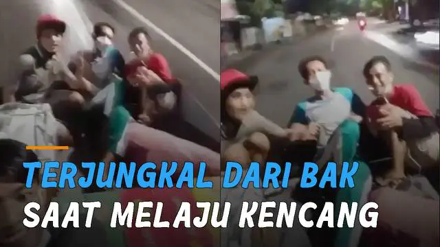 VIDEO: Duh, Pemuda Terjungkal Dari Bak Saat Pick Up Melaju Kencang