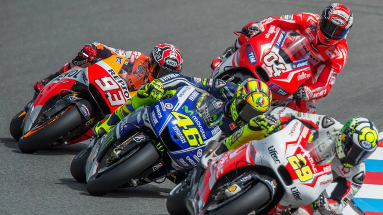 Andrea Iannone, Valentino Rossi, Marc Marquez, dan Andrea Dovizioso 