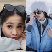 Lihat di sini beberapa potret artis yang berani tampil dengan makeup minimalis saat liburan keluar negeri.