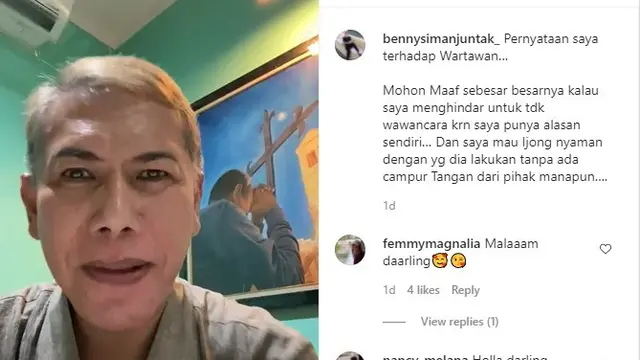 Benny Simanjuntak mengunggah video permasalahan rumah tangga Jonathan Frizzy dan Dhena Devanka (https://www.instagram.com/tv/CQLokkeHsLa/)