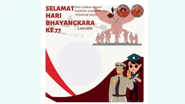 Twibbon HUT ke-77 Bhayangkara yang bisa kamu buat dan dibagikan ke seluruh sosial media.