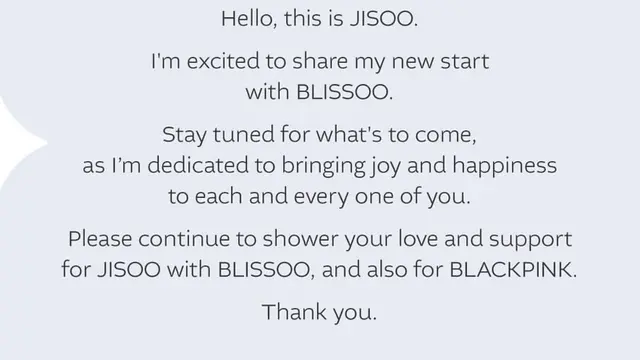 Unggahan pemberitahuan kegiatan solo Jisoo bersama Agensi Blissoo (@blissoo_official)