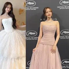 Dari gaun putih megah bak putri dongeng hingga look nude pink yang lembut dan feminin, sang idol sekaligus aktris sukses menunjukkan versatility fashion yang sophisticated di setiap momen Cannes. [@limyoona_official].
