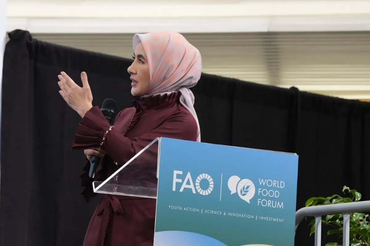 Direktur Utama PT Pertamina (Persero) Nicke Widyawati dalam The World Food Forum 2023, yang berlangsung di Roma, Italia pada 19 Oktober 2023 lalu. (Dok Pertamina)