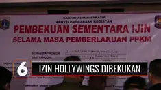 Spanduk besar dan stiker pembekuan sementara izin operasional telah terpampang di dinding tempat hiburan malam, Hollywings. Tindakan tegas ini ditempuh lantaran Hollywings terbukti telah melanggar aturan sebanyak tiga kali.