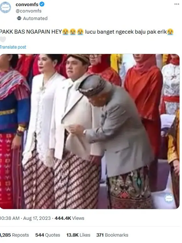 Reaksi warganet melihat aksi Menteri PUPR Basuki Hadimuljono. (Twitter/convomfs)