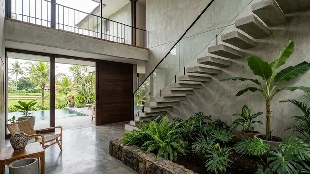 Desain Tangga dengan Anak Tangga Mengambang untuk Interior Rumah Modern