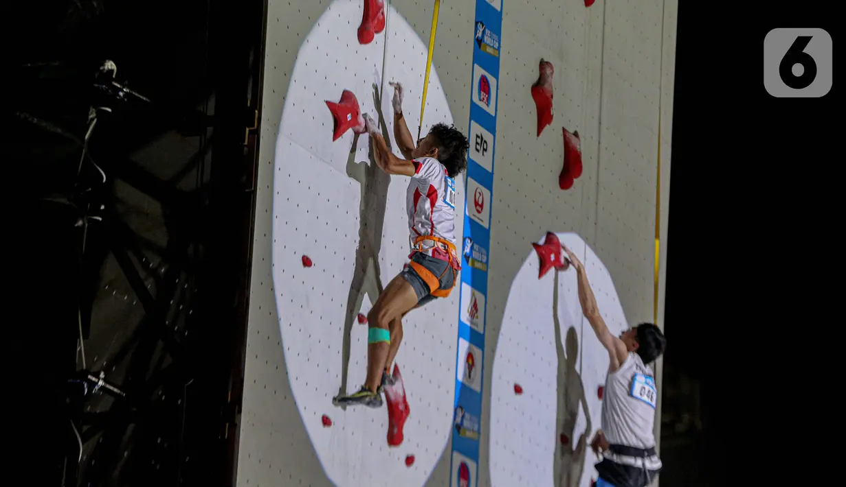 Total 10 atlet Indonesia lolos ke babak 16 besar Piala Dunia Panjat Tebing 2023 Jakarta. (Liputan6.com/Faizal Fanani)