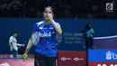 Tunggal putri Indonesia, Gregoria Mariska Tunjung saat melawan pebulu tangkis Thailand, Ratchanok Intanon pada 16 besar Indonesia Open 2018 di Istora GBK, Jakarta, Kamis (5/7). Gregoria kalah 21-11, 17-21, 21-14. (Liputan6.com/Helmi Fithriansyah)