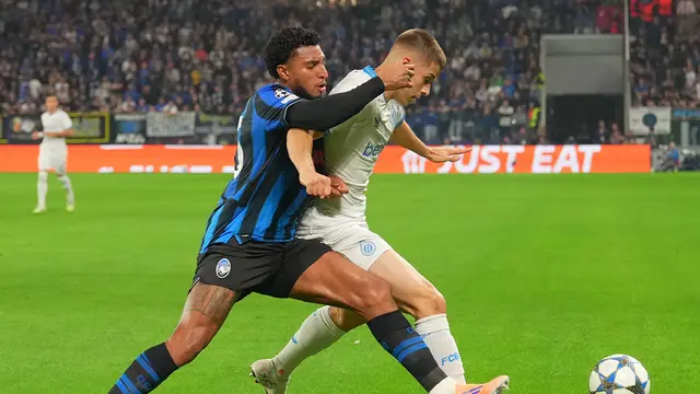 Duel Atalanta vs Club Brugge di matchday 2 league phase Liga Champions 2025/2026 di Gewiss Stadium, Selasa (30/09/2025). (Spada/LaPresse via AP)