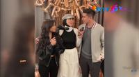 Fuji menghadiri ulang tahun Venna Melinda, Ibu Verrell Bramasta pada 29 Juli. (Halo Selebriti via YouTube/ SCTV)