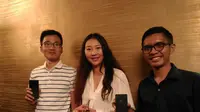 CEO Infinix Mobility Benjamin Jiang (kiri), Country Manager Infinix Indonesia Marcia Sun, dan Chief Marketing Officer Infinix Indonesia Anis Thoha Mansyur saat ditemui di Jakarta, Selasa (24/5/2016). (Liputan6.com/Agustin Setyo Wardhani)