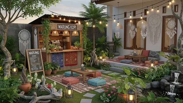 Inspirasi Warung Kopi Kecil Depan Rumah Ala Cafe Kebun/Gemini AI