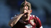 2. Andrea Belotti (Torino) - Mencetak 26 gol dalam 35 laga Serie A musim lalu membuat nama bomber Italia ini meroket. MU harus bersaing dengan Chelsea untuk mendatangkan Belotti yang harganya lebih dari 100 juta poundsterling. (AFP/Marco Bertorello)