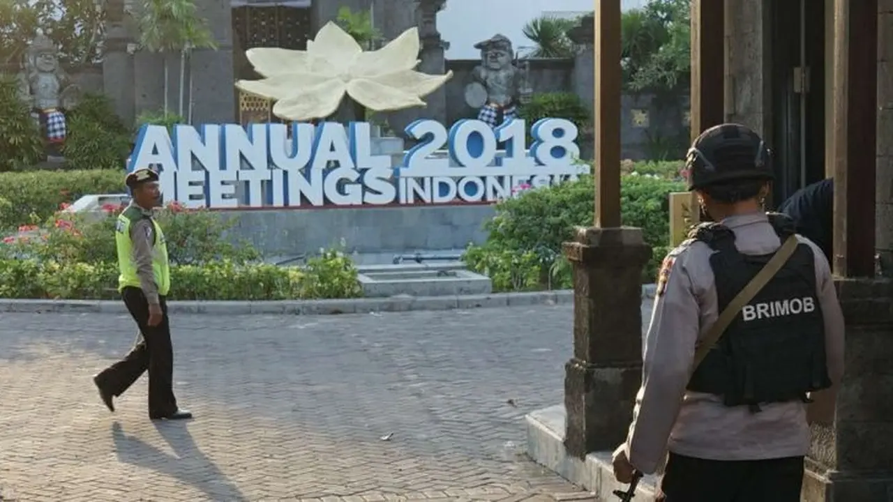 Suasana IMF World Bank Annual Meeting 2018 di Nusa Dua, Bali, Senin (8/10/2018). (Angga/Liputan6.com)