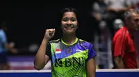 Aksi tunggal putri Indonesia, Ester Nurumi Tri Wardoyo, pada Kejuaraan Dunia Bulutangkis 2022, di Santander, Spanyol. (PBSI)