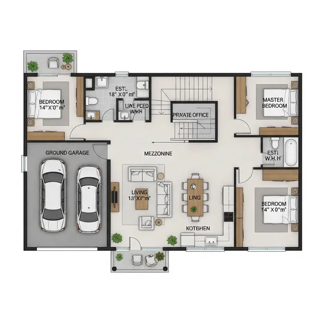 Inspirasi Desain Rumah Sederhana 3 Kamar Ukuran 8x10. Foto: Gemini